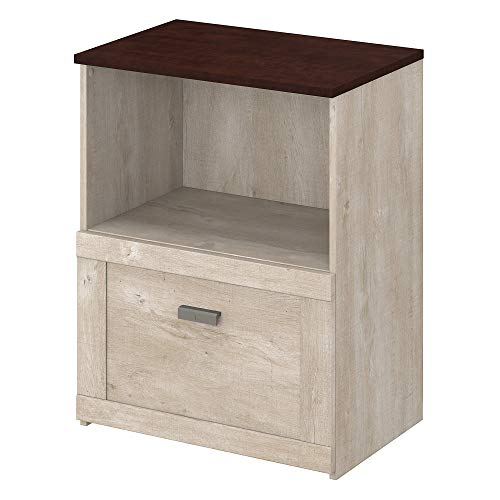 Bush Furniture Townhill Lateral File Cabinet in Washed Gray and Madison Cherry | The Storepaperoomates Retail Market - Fast Affordable Shopping