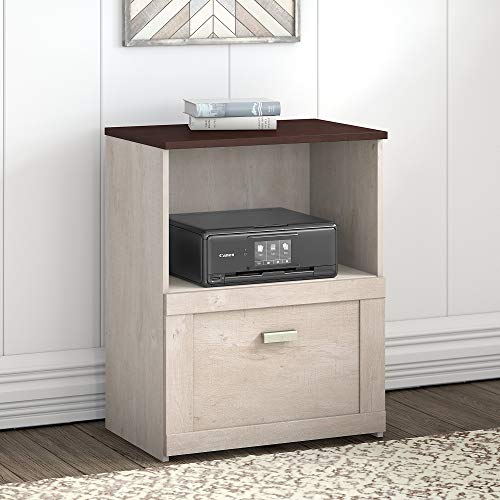 Bush Furniture Townhill Lateral File Cabinet in Washed Gray and Madison Cherry | The Storepaperoomates Retail Market - Fast Affordable Shopping