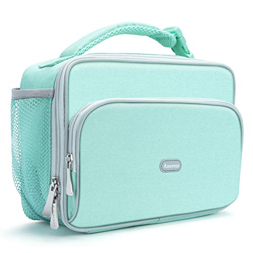 Amersun Kids Lunch Box,Durable Insulated School Lunch Bag with Padded Liner Keep Food Warm Cold for Long Time,Water-resistant Thermal Travel Office Lunch Cooler for Girls Boy-2 Pocket,Light Blue | The Storepaperoomates Retail Market - Fast Affordable Shopping