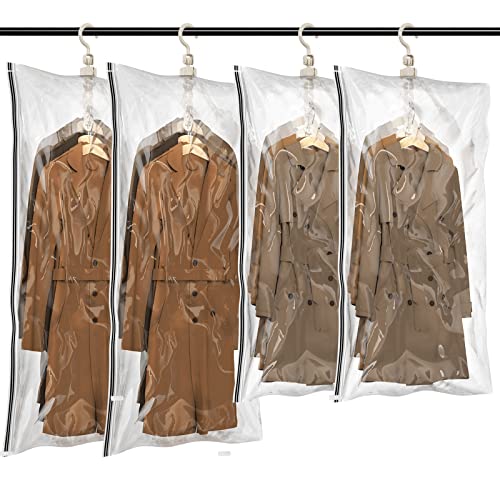 TAILI Hanging Vacuum Storage Bags Space Saver Bags for Clothes, Set of 4 (2 Long 53×27.6 inches, 2 Short 41.3×27.6 inches), Vacuum Sealer Bag for Clothing, Suits, Dress and Jackets, Clothing Storage Bags | The Storepaperoomates Retail Market - Fast Affordable Shopping