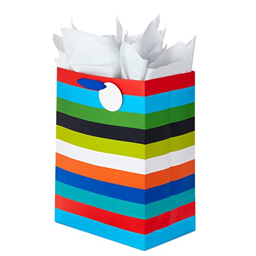 Hallmark 17″ Extra Large Gift Bag with Tissue Paper (Rainbow Stripes) for Birthdays, Graduations, Baby Showers, Father’s Day, Jumbo | The Storepaperoomates Retail Market - Fast Affordable Shopping