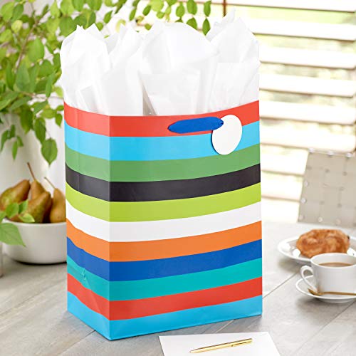 Hallmark 17″ Extra Large Gift Bag with Tissue Paper (Rainbow Stripes) for Birthdays, Graduations, Baby Showers, Father’s Day, Jumbo | The Storepaperoomates Retail Market - Fast Affordable Shopping