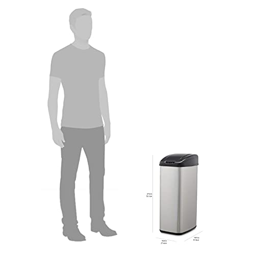 Amazon Basics 50 Liter / 13.2 Gallon Motion Sensor Hands-Free Trash Can for Narrow Spaces – Stainless Steel | The Storepaperoomates Retail Market - Fast Affordable Shopping