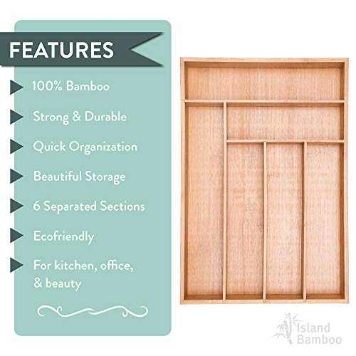 Island Bamboo Drawer Organizer – Wooden Insert Utensil Tray for Kitchen Cutlery, Silverware & Flatware – Great Divider & Organizers for Large Office Drawers, Jewelry Holder & Utensils Separator | The Storepaperoomates Retail Market - Fast Affordable Shopping
