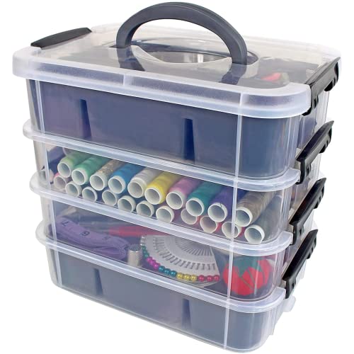 Bins & Things Stackable Storage Container with 2 Trays – Gray – Craft Storage/Craft Organizers and Storage – Bead Organizer Box/Art Supply Organizer | The Storepaperoomates Retail Market - Fast Affordable Shopping