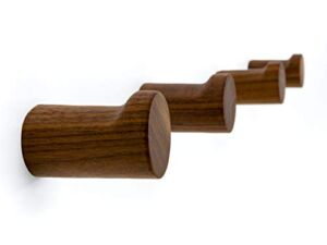 NAUMOO Natural Wooden Wall Hooks – Pack of 4 – Wall Mounted Modern Hook – Handmade Decorative Wood Coat Pegs – Minimalist Hooks for Hanging Hat, Coats (Black Walnut Wood)