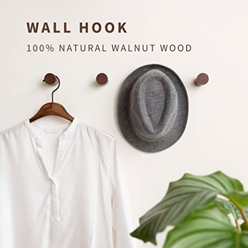NAUMOO Natural Wooden Wall Hooks – Pack of 4 – Wall Mounted Modern Hook – Handmade Decorative Wood Coat Pegs – Minimalist Hooks for Hanging Hat, Coats (Black Walnut Wood) | The Storepaperoomates Retail Market - Fast Affordable Shopping