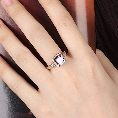 preeyanan Womens 18K Gold Filled Princess Purple Amethyst Crystal Rhinestone Promise Rings (8) | The Storepaperoomates Retail Market - Fast Affordable Shopping
