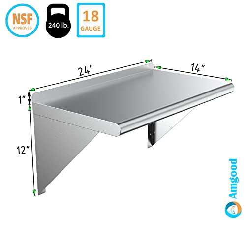 AmGood 14″ X 24″ Stainless Steel Wall Shelf | Metal Shelving | Garage, Laundry, Storage, Utility Room | Restaurant, Kitchen | Food Prep | NSF Certified | The Storepaperoomates Retail Market - Fast Affordable Shopping