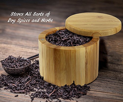 Estilo 2 pc Premium Bamboo Salt and Pepper Bowls, Wooden Spice Containers with Magnetic Swivel Lids, Perfect for Salt, Spice, Sugar, Pepper | The Storepaperoomates Retail Market - Fast Affordable Shopping