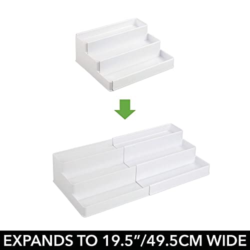 mDesign Plastic Expandable 3-Tier Shelf Rack Organizer – Storage for Bathroom Vanity, Cabinet, Cupboard, Drawer – Holds Medicine, Vitamins, Supplements, Cosmetics – Ligne Collection – White | The Storepaperoomates Retail Market - Fast Affordable Shopping