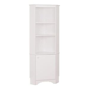 Atlin Designs Tall Corner Storage Cabinet with 3 Adjustable Open Shelve in White, 18.75″ D x 29.25″ W x 72″ H
