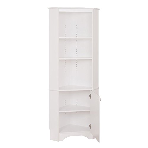 Atlin Designs Tall Corner Storage Cabinet with 3 Adjustable Open Shelve in White, 18.75″ D x 29.25″ W x 72″ H | The Storepaperoomates Retail Market - Fast Affordable Shopping
