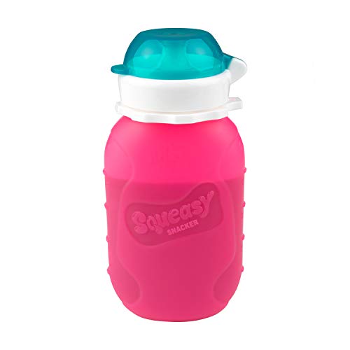 Pink 6 oz Squeasy Snacker Spill Proof Silicone Reusable Food Pouch – for Both Soft Foods and Liquids – Water, Apple Sauce, Yogurt, Smoothies, Baby Food – Dishwasher Safe | The Storepaperoomates Retail Market - Fast Affordable Shopping