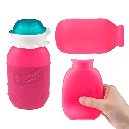 Pink 6 oz Squeasy Snacker Spill Proof Silicone Reusable Food Pouch – for Both Soft Foods and Liquids – Water, Apple Sauce, Yogurt, Smoothies, Baby Food – Dishwasher Safe | The Storepaperoomates Retail Market - Fast Affordable Shopping