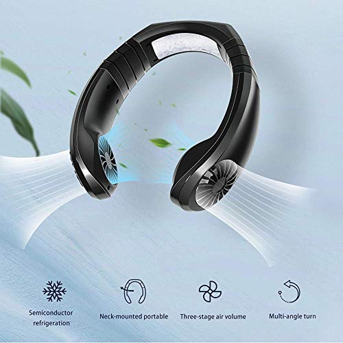 Mini Portable USB Air Conditioner Fan, Hanging Neck Air Cooler Smart Sport USB Fan, Hanging Neck Cooler Physical Cooling, Travel Wearable Necklace Fan (Black) | The Storepaperoomates Retail Market - Fast Affordable Shopping