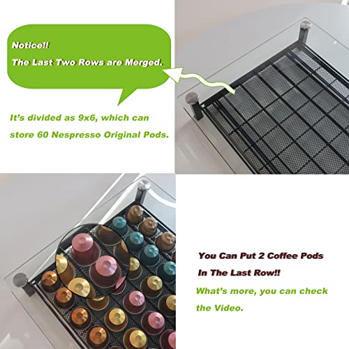 RECAPS Coffee Pod Holder Storage Pod Drawer Compatible with Nespresso OriginalLine Coffee Pods Kitchen Organizer Black Holds 60 Pods | The Storepaperoomates Retail Market - Fast Affordable Shopping