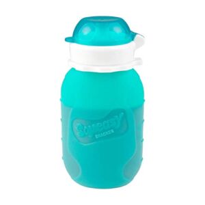 Aqua 6 oz Squeasy Snacker Spill Proof Silicone Reusable Food Pouch – for Both Soft Foods and Liquids – Water, Apple Sauce, Yogurt, Smoothies, Baby Food – Dishwasher Safe