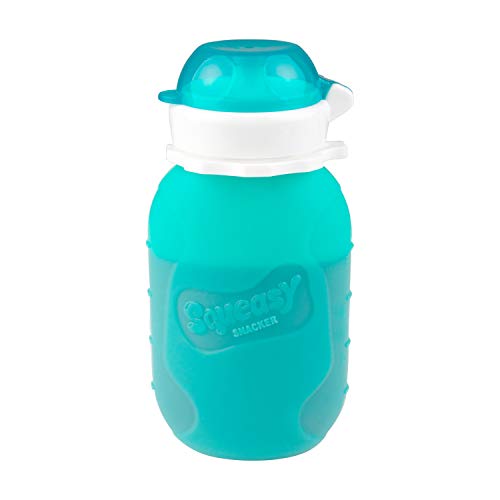 Aqua 6 oz Squeasy Snacker Spill Proof Silicone Reusable Food Pouch – for Both Soft Foods and Liquids – Water, Apple Sauce, Yogurt, Smoothies, Baby Food – Dishwasher Safe | The Storepaperoomates Retail Market - Fast Affordable Shopping