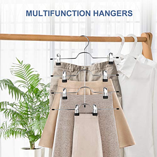 DOIOWN Skirt Hangers 4 Tier Pants Hangers Space Saving Hangers Closet Organizer for Skirt, Pants(3 Pieces) (3 Pieces) | The Storepaperoomates Retail Market - Fast Affordable Shopping