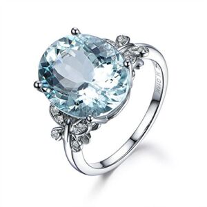 A.Minnymin 18KT White Gold Natural Oval Cut Aquamarine Butterfly Zircon Ring Women Jewelry (6)