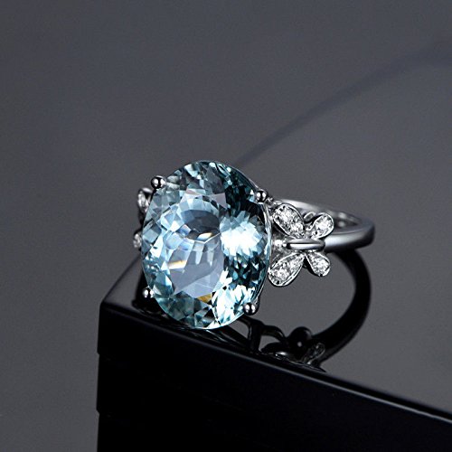A.Minnymin 18KT White Gold Natural Oval Cut Aquamarine Butterfly Zircon Ring Women Jewelry (6) | The Storepaperoomates Retail Market - Fast Affordable Shopping