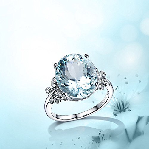 A.Minnymin 18KT White Gold Natural Oval Cut Aquamarine Butterfly Zircon Ring Women Jewelry (6) | The Storepaperoomates Retail Market - Fast Affordable Shopping