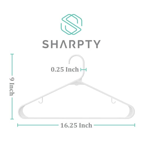 Sharpty Plastic Hangers Clothing Hangers Ideal for Everyday Standard Use (White, 60 Pack) | The Storepaperoomates Retail Market - Fast Affordable Shopping