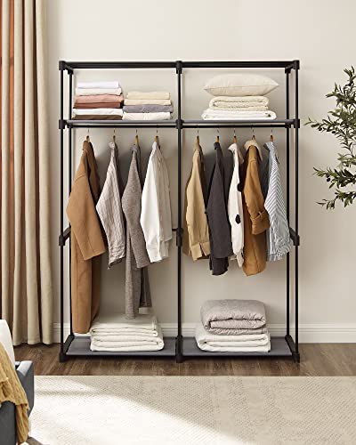 SONGMICS Portable Wardrobe with 2 Hanging Rods, Closet Storage Organizer, Clothes Rack, Foldable, Cloakroom, Study, Stable, 55.1 x 16.9 x 68.5 Inches, Gray URYG02GY | The Storepaperoomates Retail Market - Fast Affordable Shopping