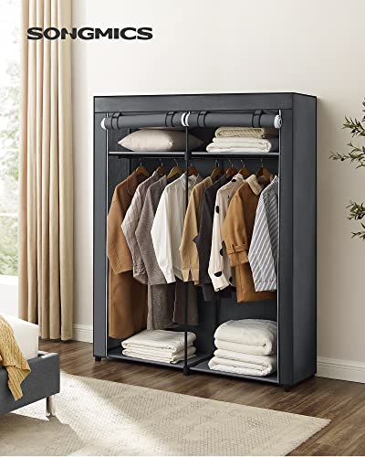 SONGMICS Portable Wardrobe with 2 Hanging Rods, Closet Storage Organizer, Clothes Rack, Foldable, Cloakroom, Study, Stable, 55.1 x 16.9 x 68.5 Inches, Gray URYG02GY | The Storepaperoomates Retail Market - Fast Affordable Shopping