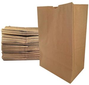 Large Paper Grocery Bags, 12x7x17 Kraft Brown Heavy Duty Sack 57 Lbs Basis Weight (100)