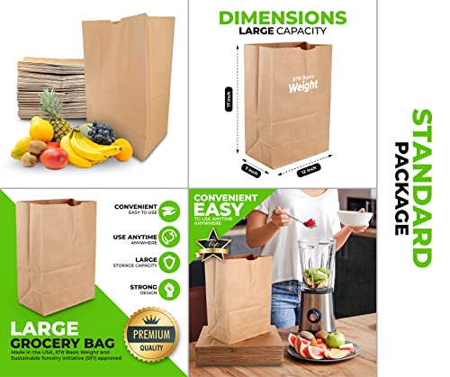 Large Paper Grocery Bags, 12x7x17 Kraft Brown Heavy Duty Sack 57 Lbs Basis Weight (100) | The Storepaperoomates Retail Market - Fast Affordable Shopping