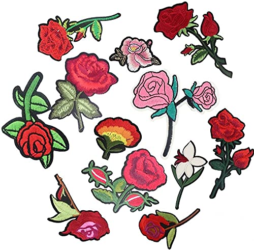 24pcs Rose Flower Embroidered Fabric Iron-on or Sew-on Patch Badges | The Storepaperoomates Retail Market - Fast Affordable Shopping