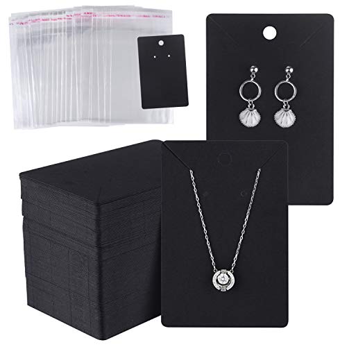 MIAHART 150 Set Earring Display Card with 150 Pcs Self-Seal Bags, Earring Holder Card for Selling DIY Ear Studs, Earrings and Jewelry Display (Black) | The Storepaperoomates Retail Market - Fast Affordable Shopping