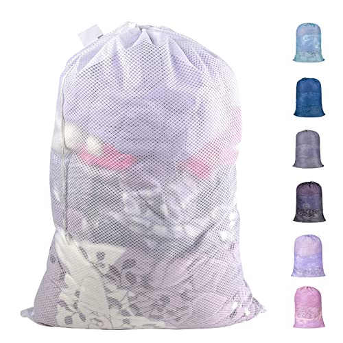 Polecasa Heavy Duty Large Mesh Laundry Bag with ID Tag and Locking Drawstring Closure – 24 x 36 inches – Laundry Hamper Liner, Washable Laundry Bags for Travel, Sports, Dorms ( White ) | The Storepaperoomates Retail Market - Fast Affordable Shopping
