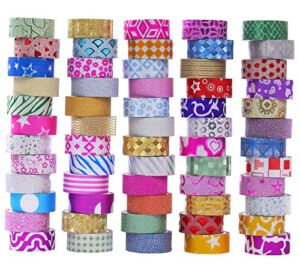 60 Rolls Glitter Washi Tape Set, Washi Masking Decorative Tapes for Christmas DIY Decor Planners Scrapbooking Adhesive School/Party Supplies