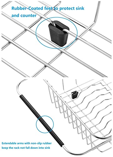 TESOT Adjustable Over Sink Dish Rack Stainless Steel Dish Drying Rack On Counter or in Sink, Rustproof | The Storepaperoomates Retail Market - Fast Affordable Shopping