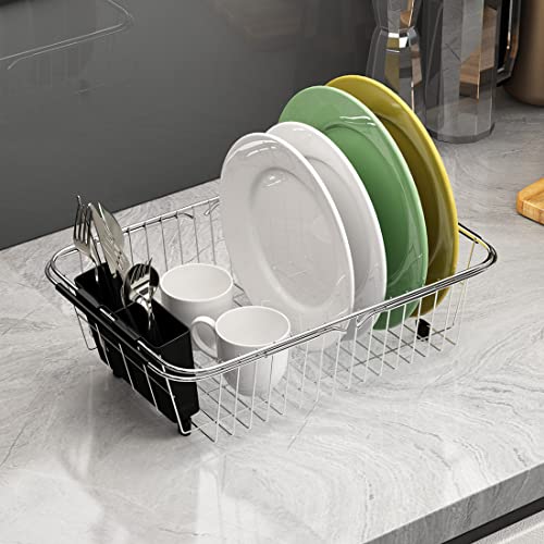TESOT Adjustable Over Sink Dish Rack Stainless Steel Dish Drying Rack On Counter or in Sink, Rustproof | The Storepaperoomates Retail Market - Fast Affordable Shopping