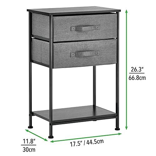 mDesign Storage Dresser End/Side Table Night Stand Furniture Unit – Small Standing Organizer for Bedroom, Office, Living Room, and Closet – 2 Drawer Removable Fabric Bins – Charcoal Gray | The Storepaperoomates Retail Market - Fast Affordable Shopping