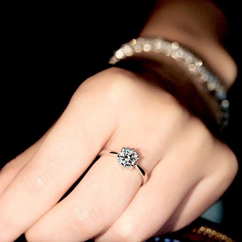 A.Minnymin 2ct Round Cut CZ Silver Solitaire Engagement Wedding Ring Women Fashion Jewelry (6.5) | The Storepaperoomates Retail Market - Fast Affordable Shopping