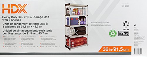 HDX 36” x 72” 5-Tiered Ventilated Plastic Storage Shelving Unit w/ Raised Feet and Tool-Free Assembly | The Storepaperoomates Retail Market - Fast Affordable Shopping