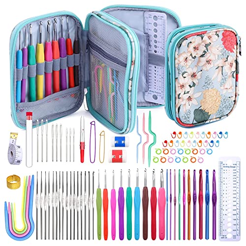 Mayboos 96 Pack Crochet Hooks Set, Ergonomic Knitting Needle Weave Yarn Kits with Storage Case and Crochet Needle Accessories, Crochet Needles Kit for Beginners and Experienced Crochet Hook Lovers | The Storepaperoomates Retail Market - Fast Affordable Shopping