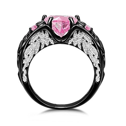 Panwa Jewelry Shop Heart Shape Pink Sapphire Black Gold Wedding Jewelry Women Angel Wing Ring Gifts (9) | The Storepaperoomates Retail Market - Fast Affordable Shopping