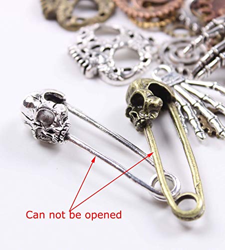 BIHRTC 140 Gram (Approx 92pcs) DIY Assorted Color Antique Metal Steampunk Watch Gear Cog Wheel Skull Musical Note Skull Hand Safety Pin Charms Pendant for Crafting, Jewelry Making Accessory | The Storepaperoomates Retail Market - Fast Affordable Shopping