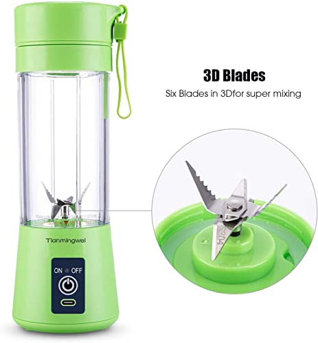 Portable blender Personal 6 Blades Juicer Cup Household Fruit Mixer, With Magnetic Secure Switch, USB Charger Cable (Green) | The Storepaperoomates Retail Market - Fast Affordable Shopping