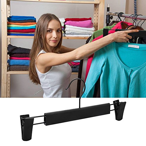 WEYANG Clothes Hangers Black Plastic Clothes Pants Hangers with 2-Adjustable Anti-Rust Clips Skirt Hangers and 360 Rotatable Hook Trousers Jean Hangers Pack of 10 | The Storepaperoomates Retail Market - Fast Affordable Shopping