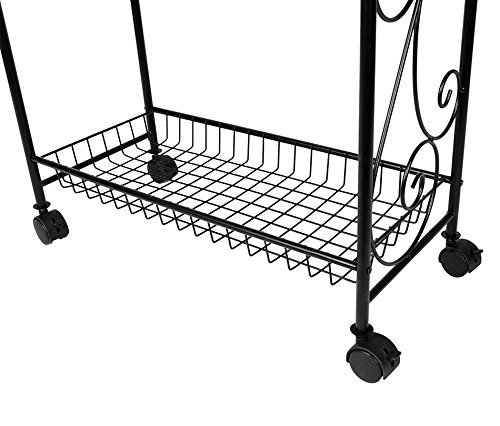 HLC 6 Tier Freestanding Metal Bathroom Kitchen Storage Shelf Rack with Wheels Black | The Storepaperoomates Retail Market - Fast Affordable Shopping