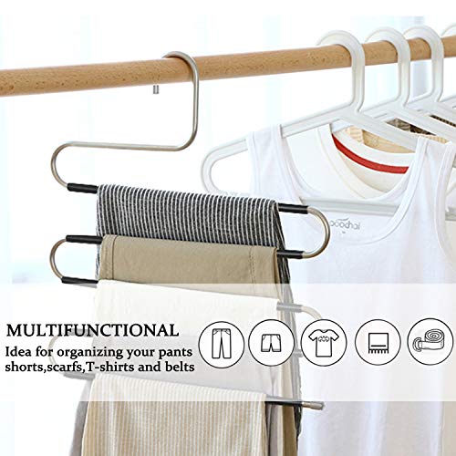 DOIOWN Pants Hangers 5 Pieces Non Slip Space Saving Hangers Stainless Steel Clothes Hangers Closet Organizer for Pants Jeans Scarf(Upgrade Style) | The Storepaperoomates Retail Market - Fast Affordable Shopping