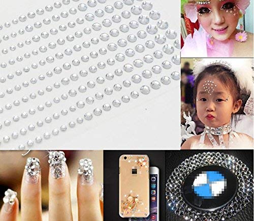 UPSTORE 91PCS 5MM/8MM/10MM/12MM Shining Self Adhesive Craft Jewels Flatback Rhinestone Crystal Gems Stickers Eyebrow Eyeshadow Body Eyes Nails Glitter Sticker for Makeup Nightclub Stage Show (Silver) | The Storepaperoomates Retail Market - Fast Affordable Shopping