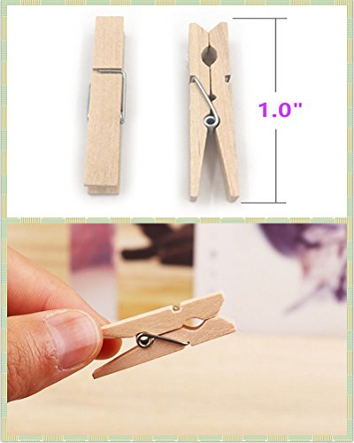 aHeemo Mini Clothespins, Mini Natural Wooden Clothespins with Jute Twine, Multi-Function Clothespins Photo Paper Peg Pin Craft Clips (Natural 250 Pcs) | The Storepaperoomates Retail Market - Fast Affordable Shopping